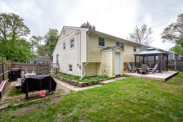 36 Pratt St, Brockton, MA 02302 - rear view of property with a gazebo, a wooden deck, and a gate