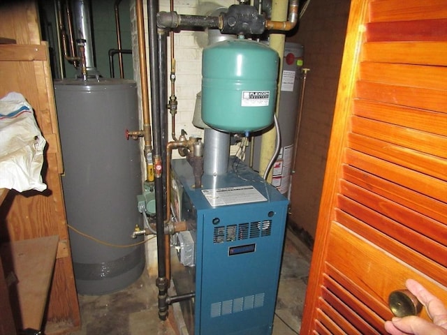 utilities with water heater and a heating unit