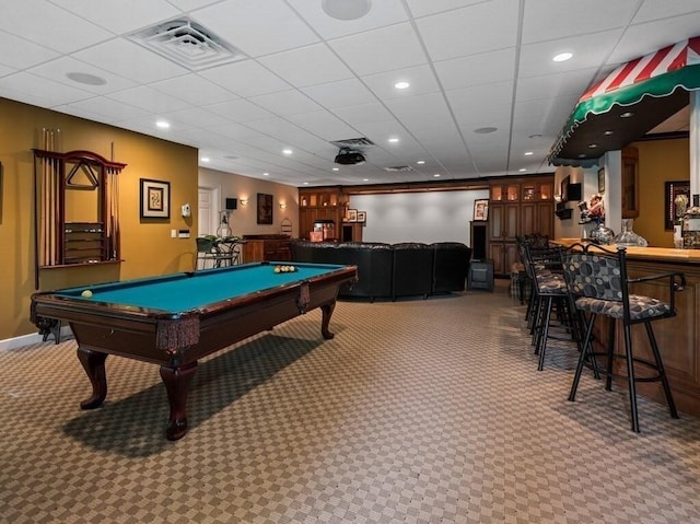101 Colonial Dr Unit 101, Sturbridge, MA 01566 - game room with carpet, billiards, a dry bar, and recessed lighting