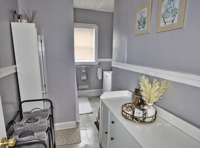 bathroom featuring vanity and tile patterned floors