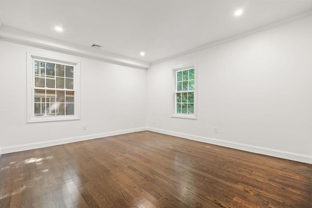21 Greystone Rd Unit 2, Malden, MA 02148 - spare room featuring dark wood-type flooring, ornamental molding, and recessed lighting