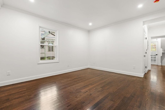 21 Greystone Rd Unit 2, Malden, MA 02148 - spare room featuring dark wood-style flooring, ornamental molding, and recessed lighting