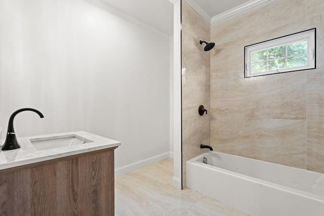 21 Greystone Rd Unit 2, Malden, MA 02148 - bathroom featuring crown molding, bathing tub / shower combination, and vanity