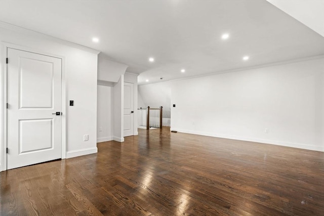 21 Greystone Rd Unit 2, Malden, MA 02148 - below grade area featuring crown molding, recessed lighting, and wood finished floors