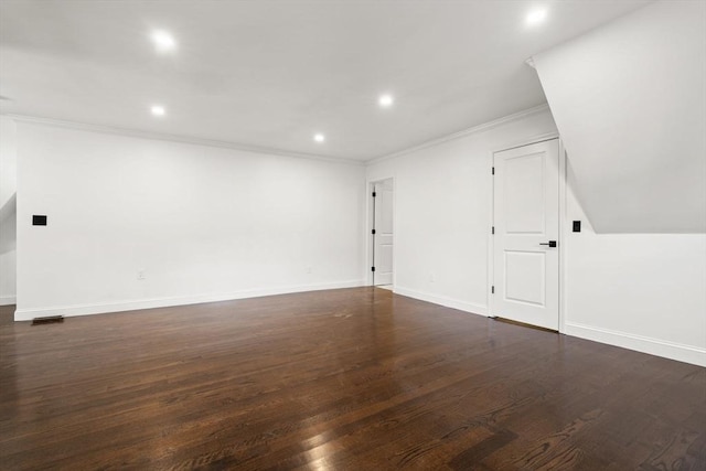 21 Greystone Rd Unit 2, Malden, MA 02148 - unfurnished room with crown molding, dark wood finished floors, and recessed lighting