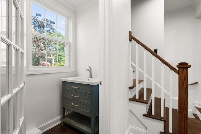 21 Greystone Rd Unit 2, Malden, MA 02148 - staircase featuring crown molding and baseboards