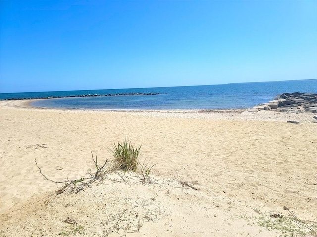 view of water feature with a view of the beach