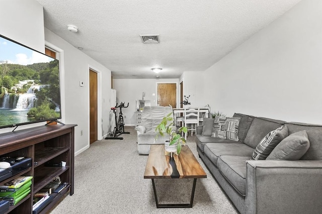35 Prospect St Unit 313, Woburn, MA 01801 - carpeted living area featuring a textured ceiling and baseboards