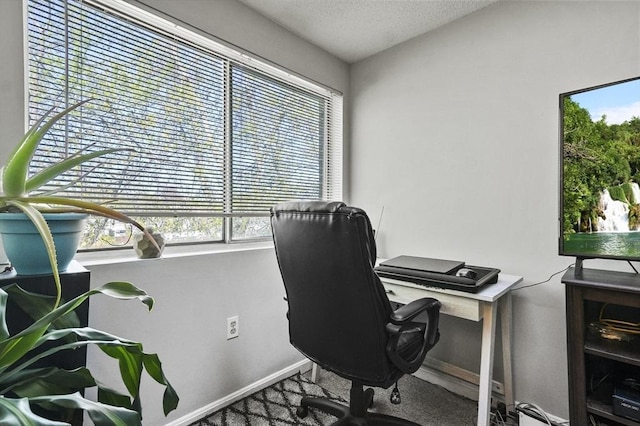 35 Prospect St Unit 313, Woburn, MA 01801 - office area with baseboards, healthy amount of natural light, and a textured ceiling