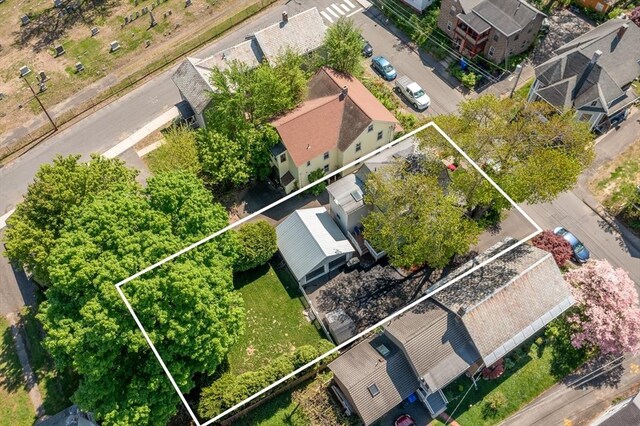 50 Walnut St, Northampton, MA 01060 - aerial view of residential area featuring property parcel outlined