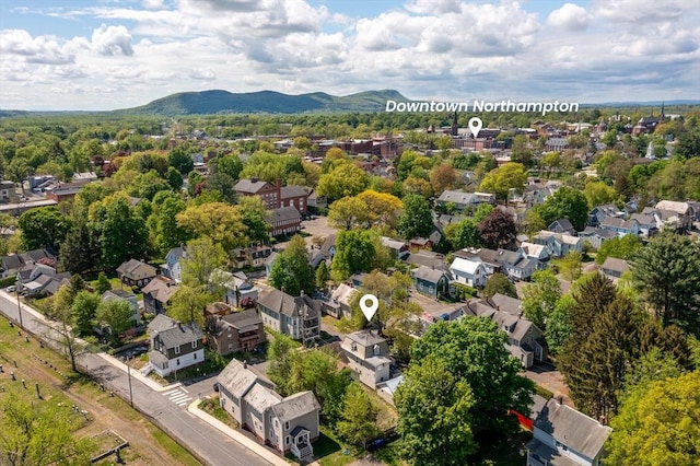 50 Walnut St, Northampton, MA 01060 - aerial view of residential area with a mountain backdrop