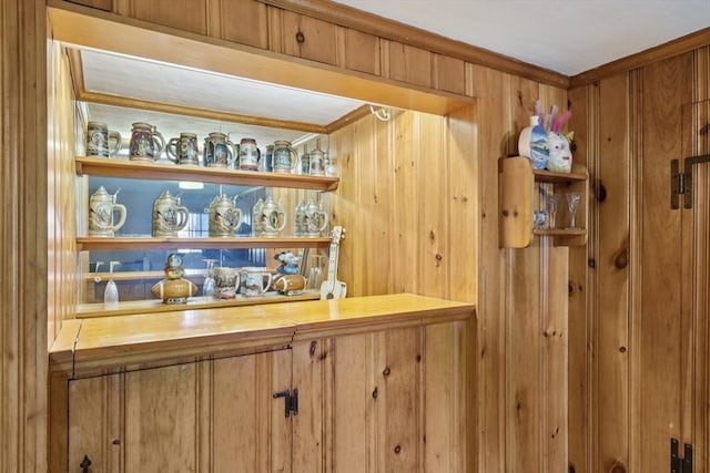 56 Conrad Rd, Melrose, MA 02176 - bar featuring wooden walls and crown molding
