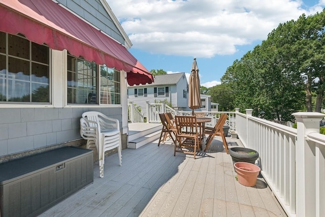 56 Conrad Rd, Melrose, MA 02176 - wooden terrace with outdoor dining space