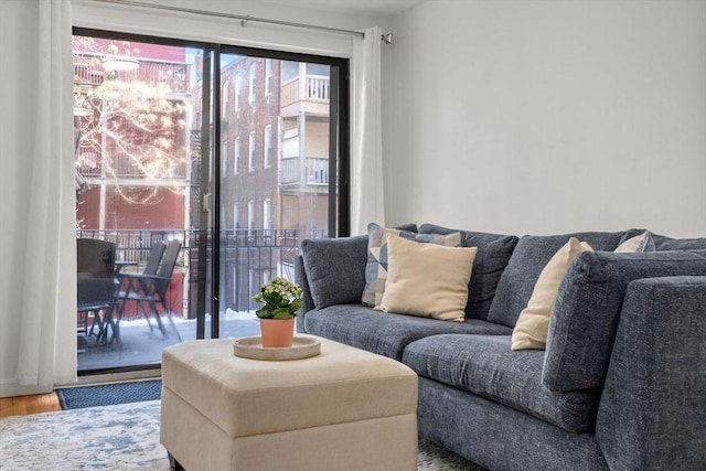 living room with hardwood / wood-style floors