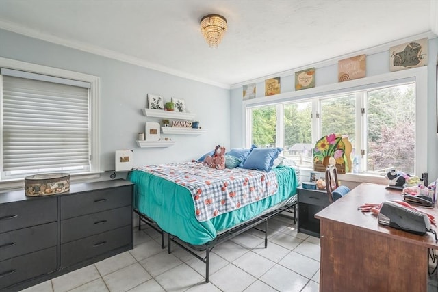 521 Pleasant St, Weymouth, MA 02190 - bedroom with ornamental molding, multiple windows, and light tile patterned flooring