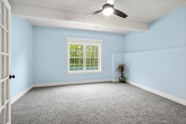 15 Day Lily Ln, Walpole, MA 02081 - carpeted spare room featuring ceiling fan, baseboards, and beamed ceiling