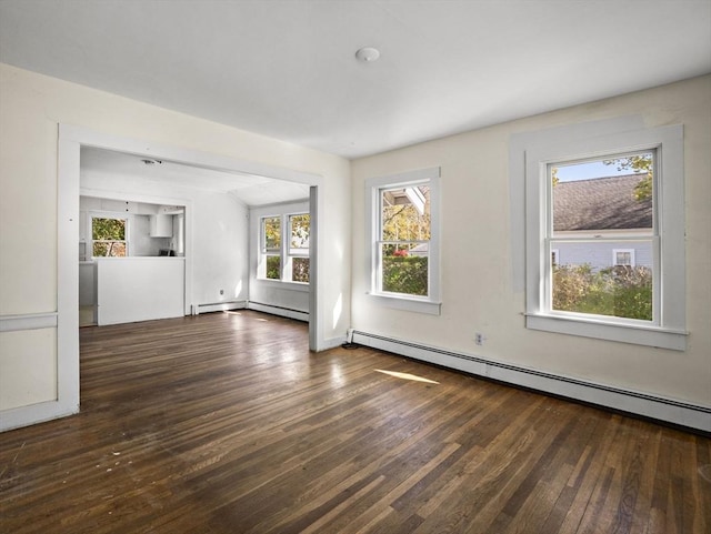 8 Rock Harbor Rd, Orleans, MA 02653 - unfurnished living room with hardwood / wood-style flooring and a baseboard radiator