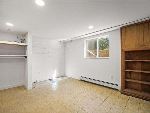 8 Rock Harbor Rd, Orleans, MA 02653 - unfurnished bedroom with a baseboard radiator, recessed lighting, baseboards, and a closet