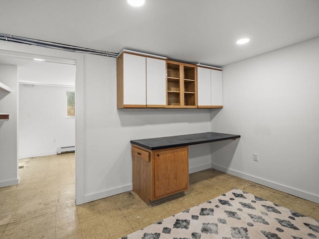 8 Rock Harbor Rd, Orleans, MA 02653 - unfurnished office with baseboard heating, baseboards, built in study area, and recessed lighting