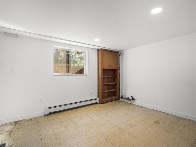 8 Rock Harbor Rd, Orleans, MA 02653 - empty room featuring a baseboard heating unit, recessed lighting, light floors, and baseboards