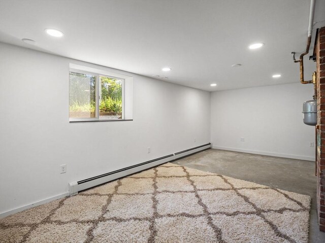 8 Rock Harbor Rd, Orleans, MA 02653 - below grade area featuring a baseboard radiator, recessed lighting, and baseboards
