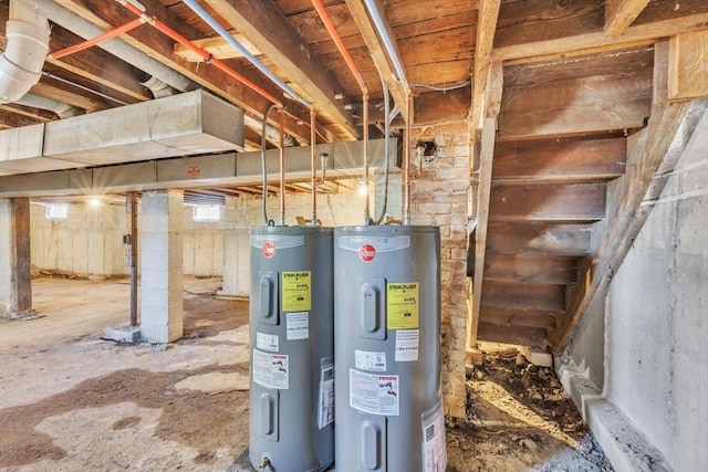 utility room featuring electric water heater