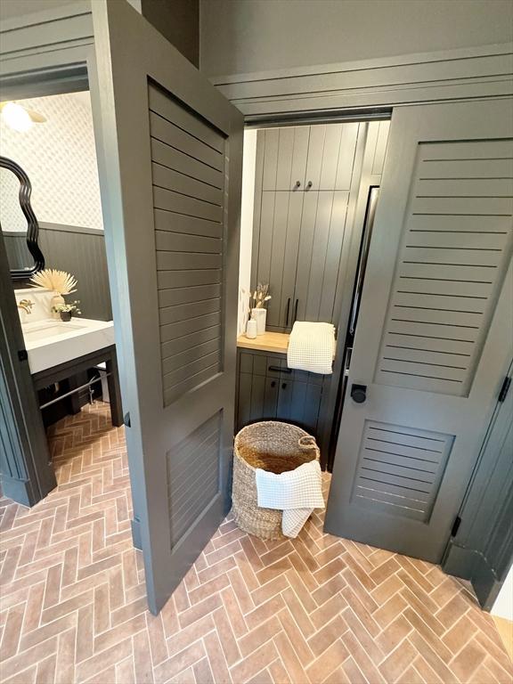 8A Milk St Unit 1, Newburyport, MA 01950 - bathroom with brick floors