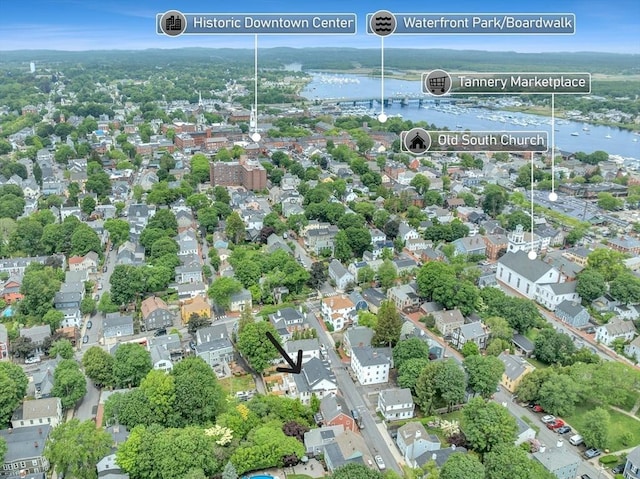 8A Milk St Unit 1, Newburyport, MA 01950 - aerial view of property and surrounding area featuring a nearby body of water and nearby suburban area