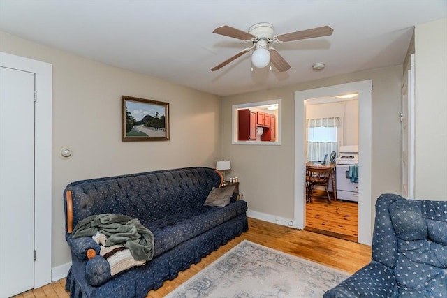 16 Fairfield Ave, Northampton, MA 01062 - living area with wood finished floors, baseboards, and ceiling fan