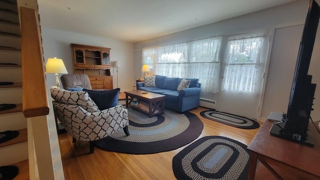 1285 Pendleton Ave Unit 1285, Chicopee, MA 01022 - living room featuring a baseboard heating unit and wood finished floors
