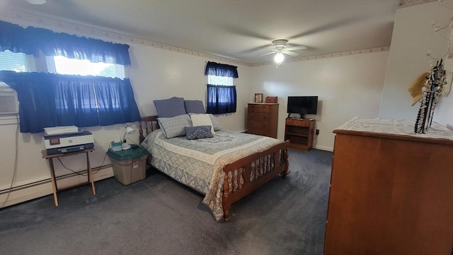 1285 Pendleton Ave Unit 1285, Chicopee, MA 01022 - bedroom with carpet floors, baseboard heating, and a ceiling fan