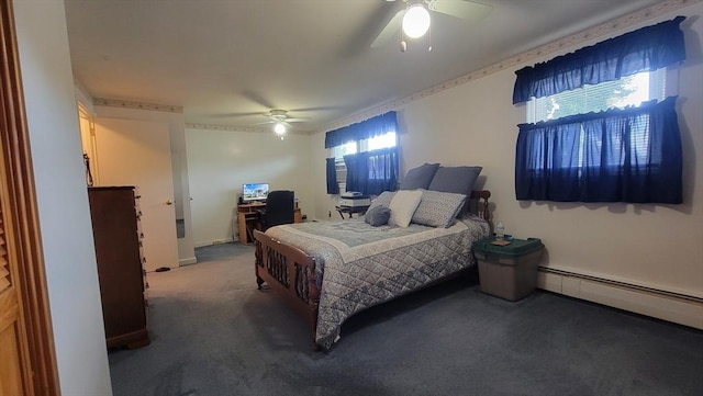 1285 Pendleton Ave Unit 1285, Chicopee, MA 01022 - carpeted bedroom featuring a baseboard heating unit, an office area, and ceiling fan