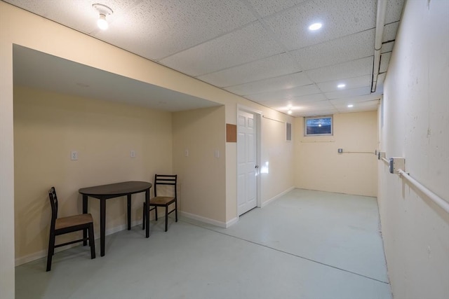 basement with a drop ceiling