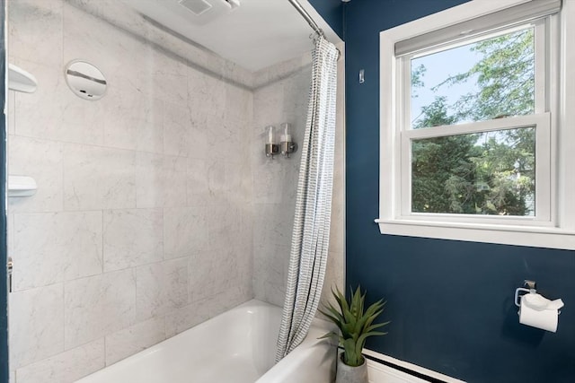 56 Beach St, Woburn, MA 01801 - bathroom with healthy amount of natural light and shower / bathtub combination with curtain