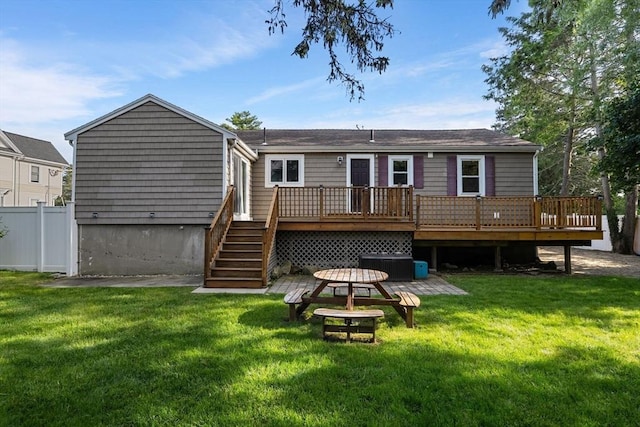 56 Beach St, Woburn, MA 01801 - back of property with a deck and stairway