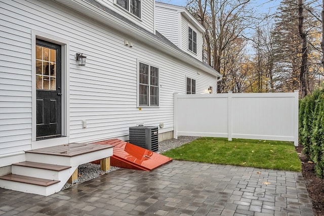 view of patio / terrace with central air condition unit