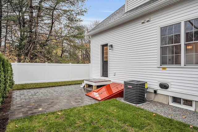 view of patio featuring central AC unit