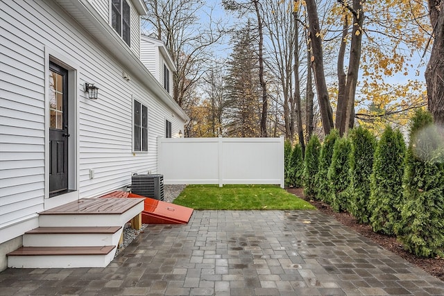 view of patio featuring central AC unit