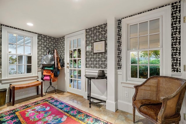 interior space featuring tile patterned flooring