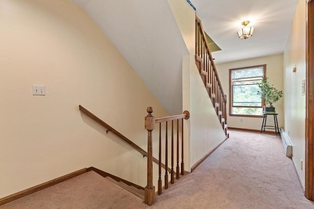 90 Southern Ave Unit 90, Essex, MA 01929 - stairs featuring carpet floors, a baseboard heating unit, and baseboards