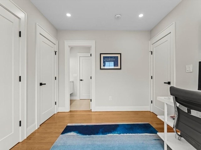 39 Paul St, Watertown, MA 02472 - unfurnished office with wood finished floors, baseboards, and recessed lighting