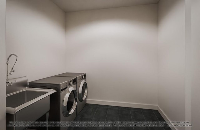 LOT3 Ridge Rd, Northborough, MA 01532 - laundry room featuring washer and dryer, dark tile patterned flooring, and baseboards