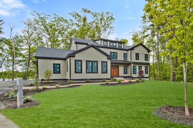 LOT3 Ridge Rd, Northborough, MA 01532 - view of front of home featuring board and batten siding, a front lawn, a standing seam roof, and metal roof
