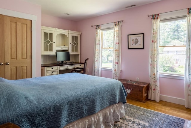 bedroom with a closet and light wood-type flooring