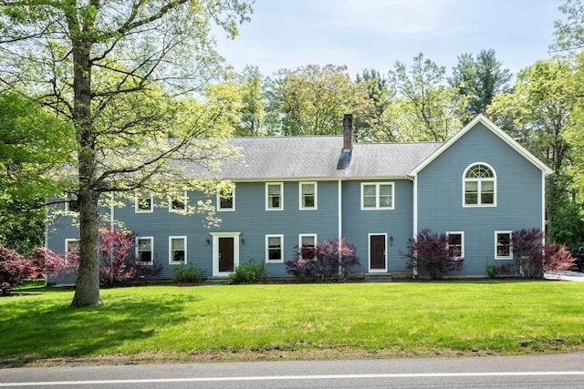 colonial house with a front lawn