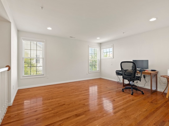 office space featuring light hardwood / wood-style floors