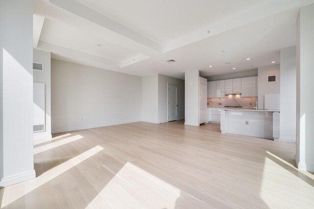 unfurnished living room with light hardwood / wood-style floors