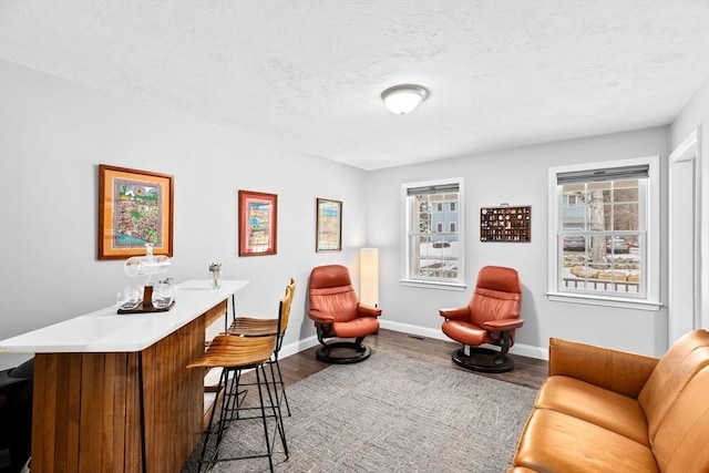 interior space featuring hardwood / wood-style floors and a textured ceiling