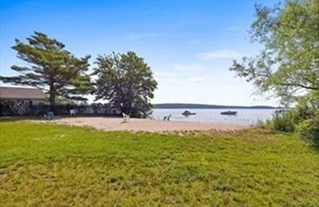 view of yard with a water view