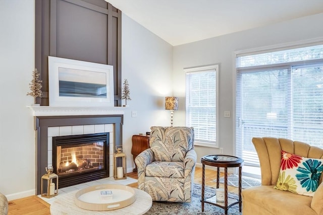 31 Fox Holw, Plymouth, MA 02360 - living area featuring wood finished floors, baseboards, and a fireplace